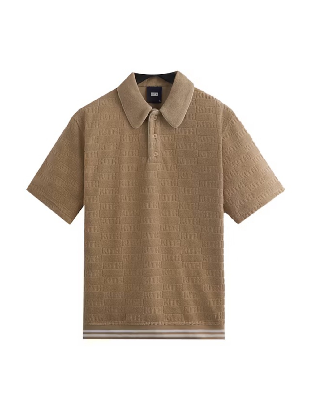 Kith Graham Polo Canvas Tan Monogram Terry Short Sleeve Shirt NWT